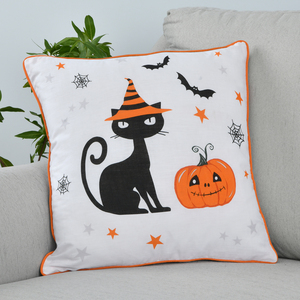 Halloween Pumpkins & Celestial Stars Decorative 18 x 18 Filled Cushions
