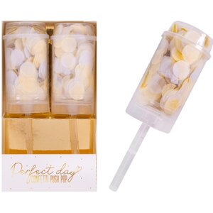 White and Cream Confetti Push Pop Pack of 12