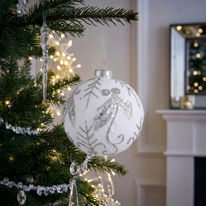 Silver Glitter Patterned Bauble