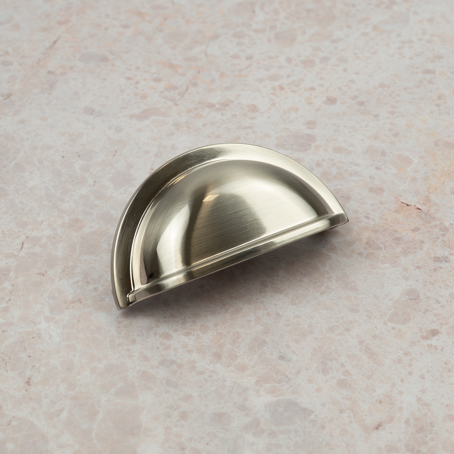 Brushed Nickel Cup Handle & Coordinating Oval Knob - Image 4