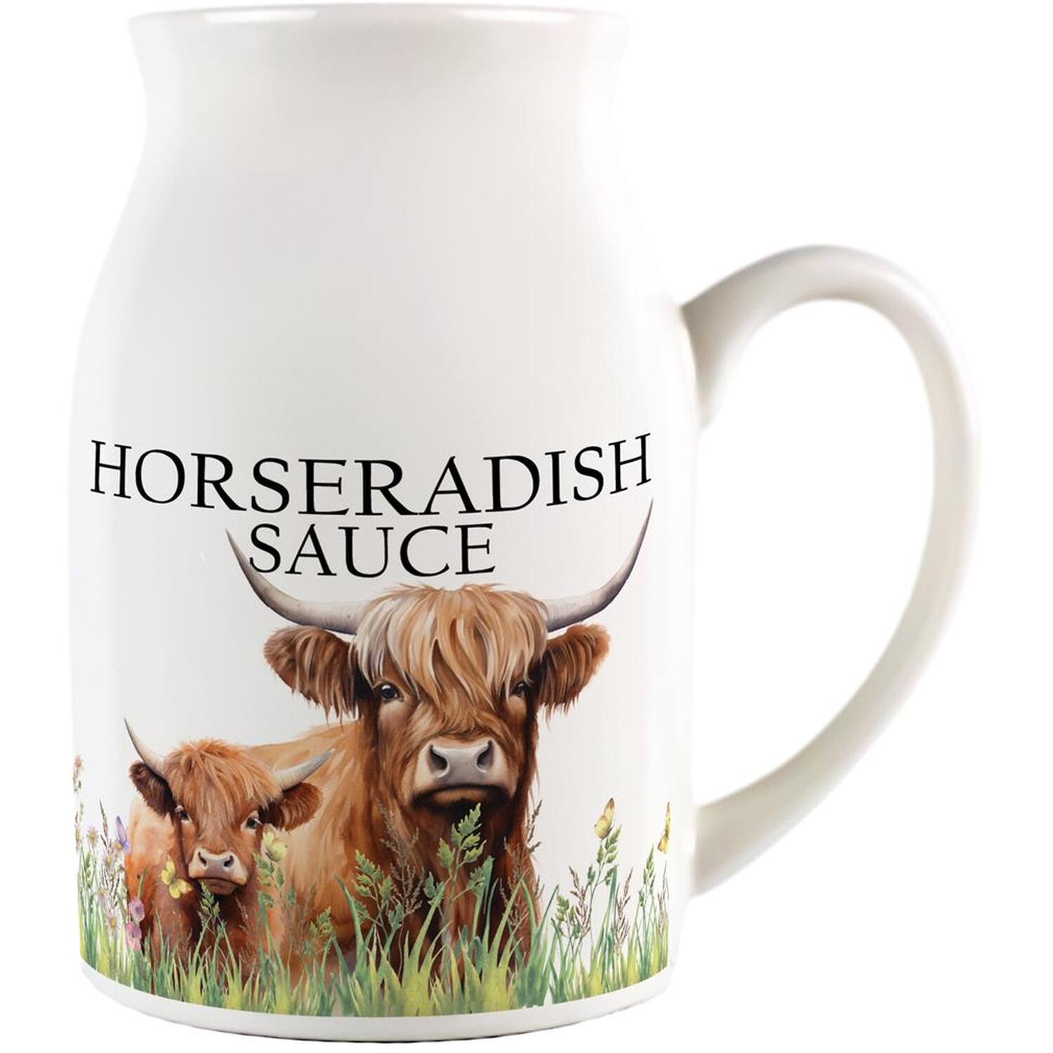 Purely Home Highland Cow & Calf Small Porcelain Serving Jug - Horseradish Sauce - Multicoloured