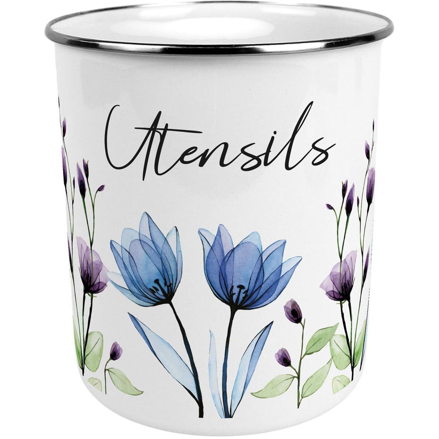 B&Q - Blooming Lovely Large Metal Kitchen Utensil Pot - Image 3