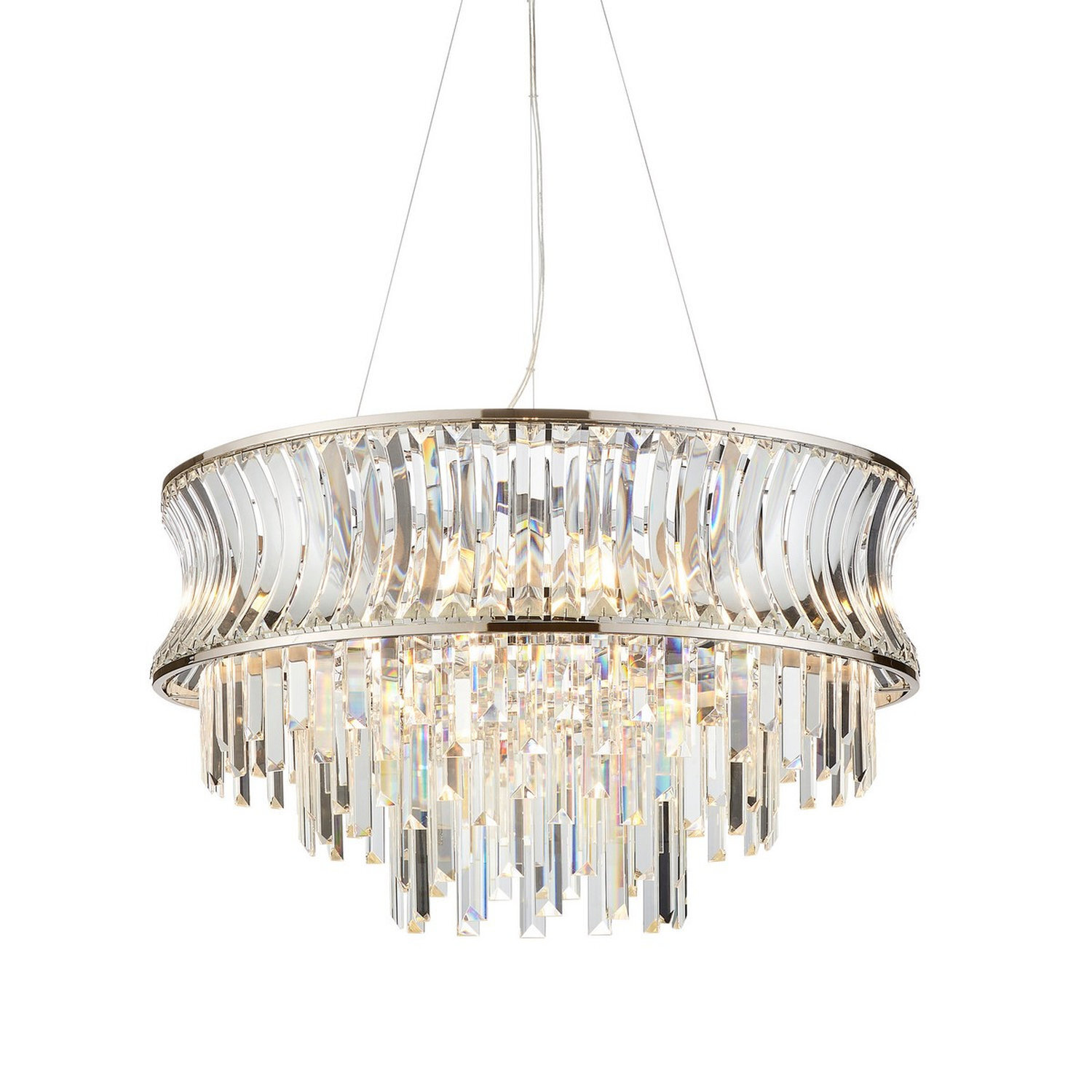 B&Q - Luminosa Vittoria Pendant Ceiling Light Bright Nickel PlateCrystal And Clear Glass - Image 3