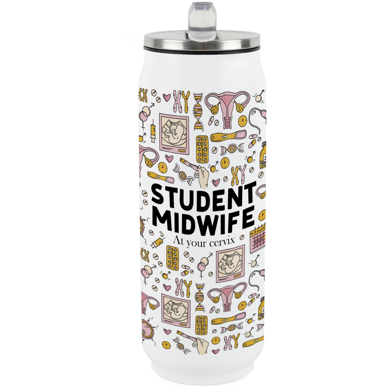 B&Q - Novelty Student Midwife Large Drinking Can Flask With Straw - Image 2