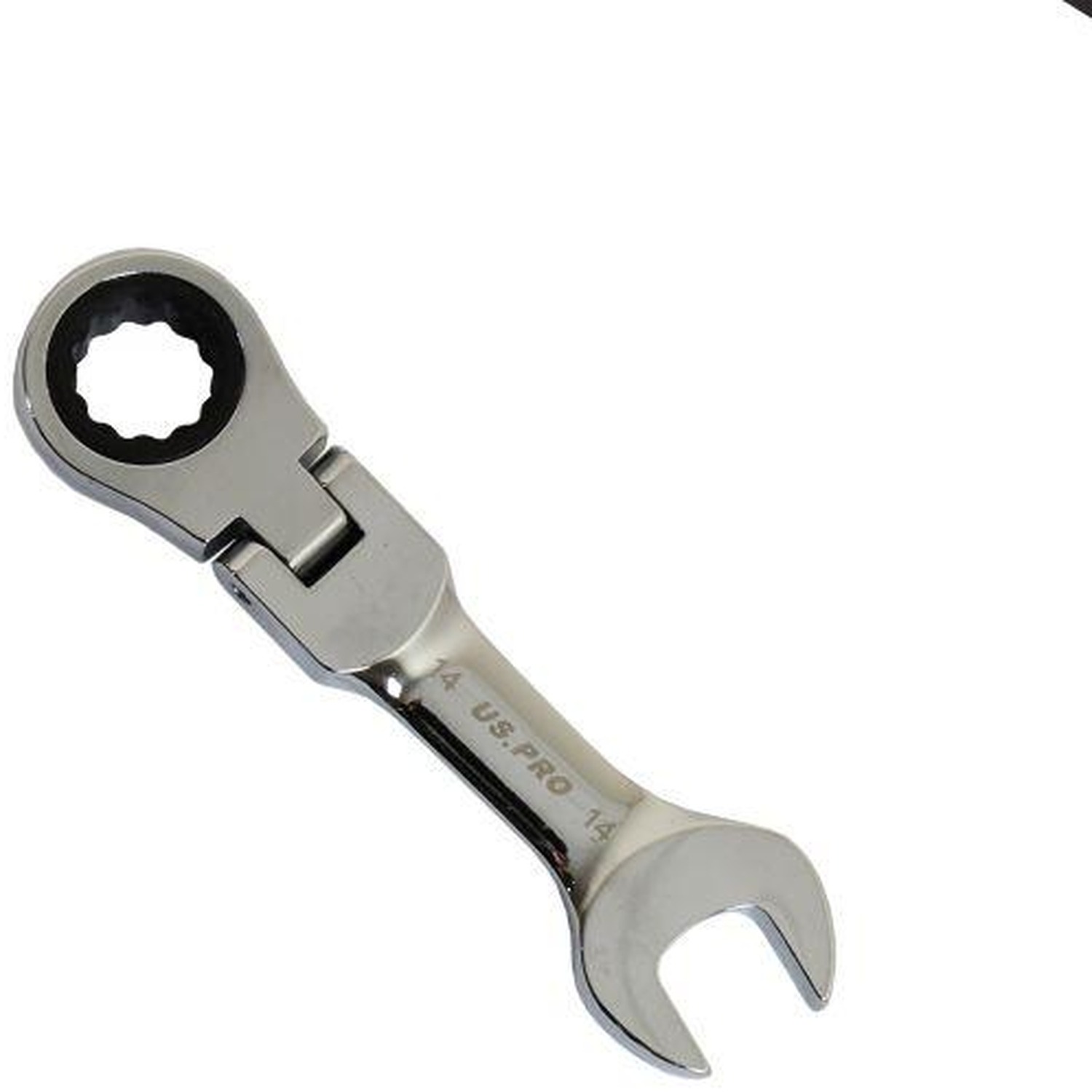 Us Pro Tools 14Mm Flexi Stubby Gear Ratchet Combination Spanner Wrench 3912 - Image 2