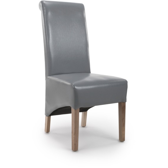 Pair of Krista Roll Back Bonded Leather Grey Dining Chair