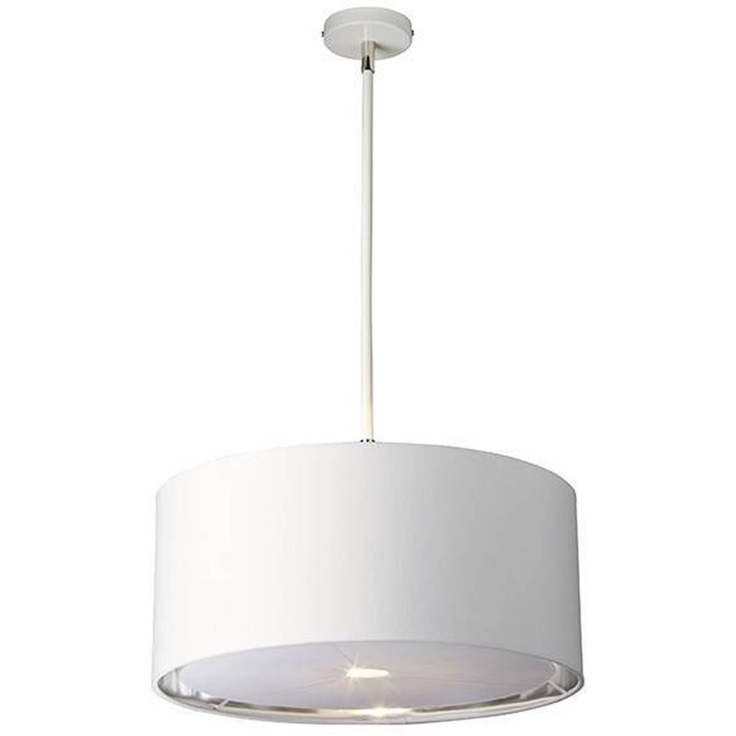 Balance 1 Light Round Ceiling Pendant White, Nickel, E27 - White