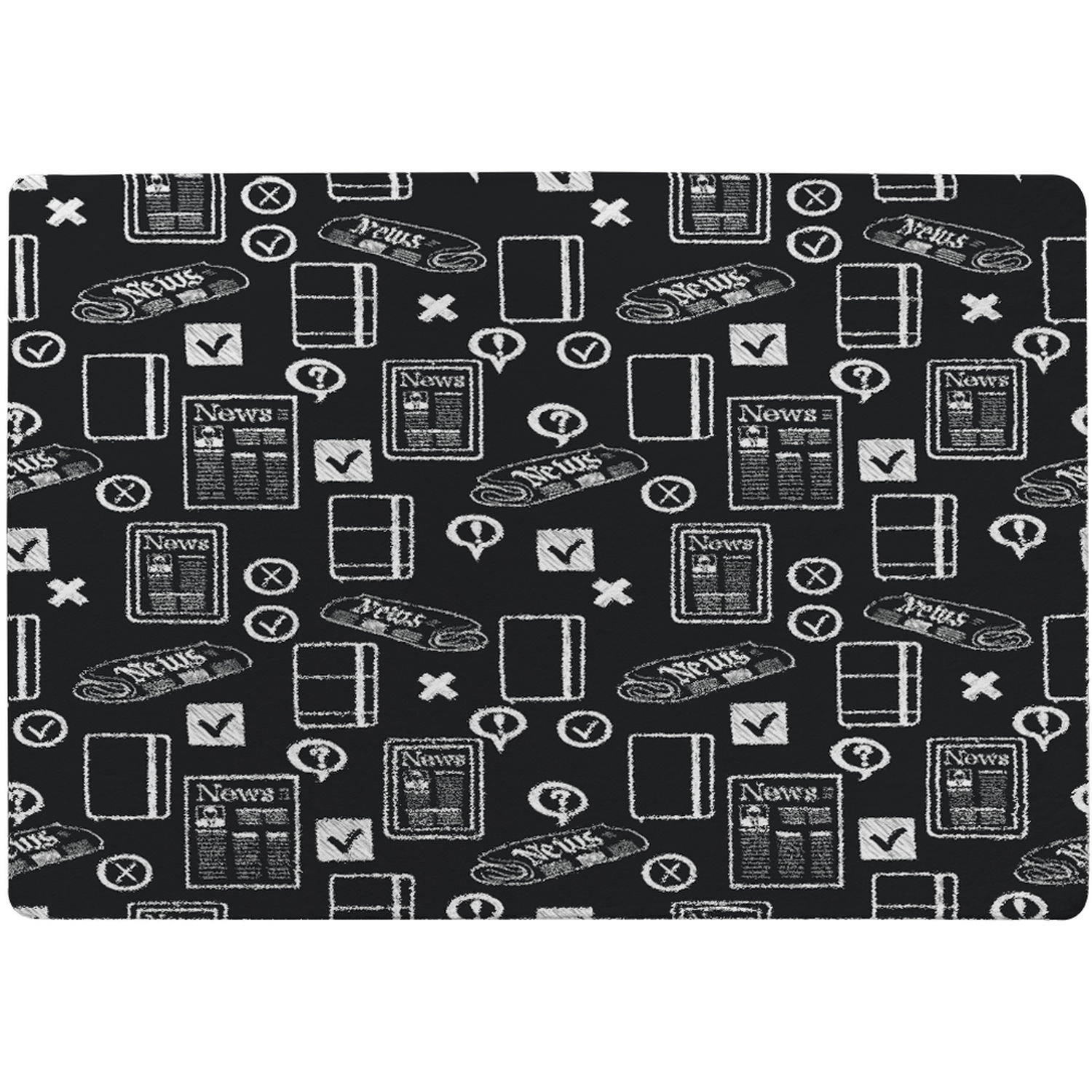 Press And Media Symbols Designer Rug - Black / 150cm