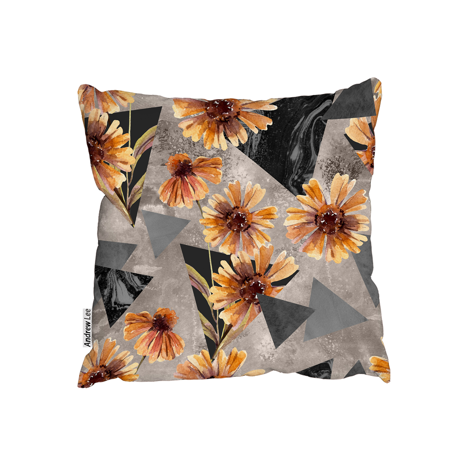 Geometric Floral Shapes Cushion - Orange / 60cm