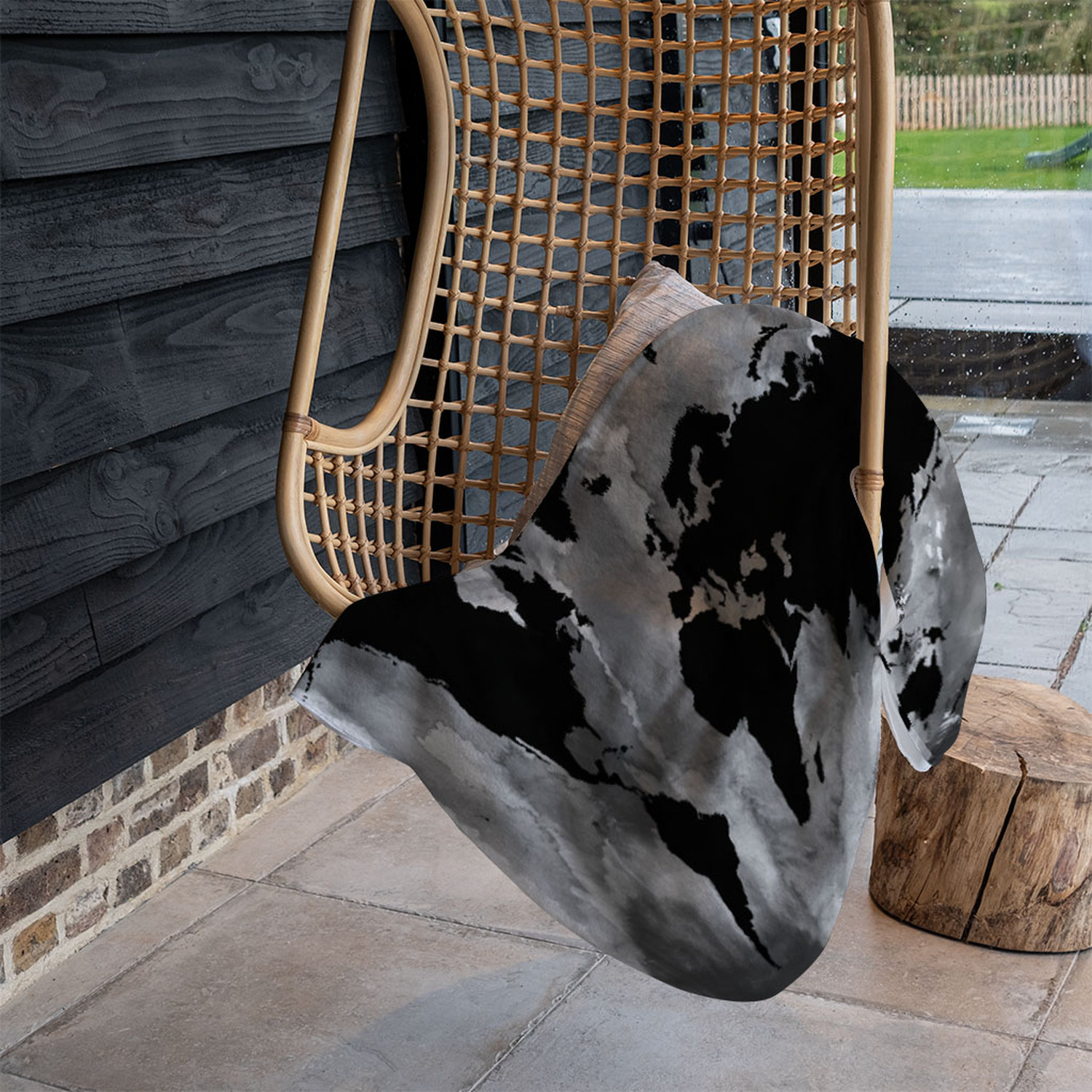 Black And White World Map Blanket