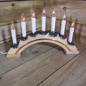 Wooden Christmas Candle Bridge Arch Flickering Candle Bulbs Mains Operated