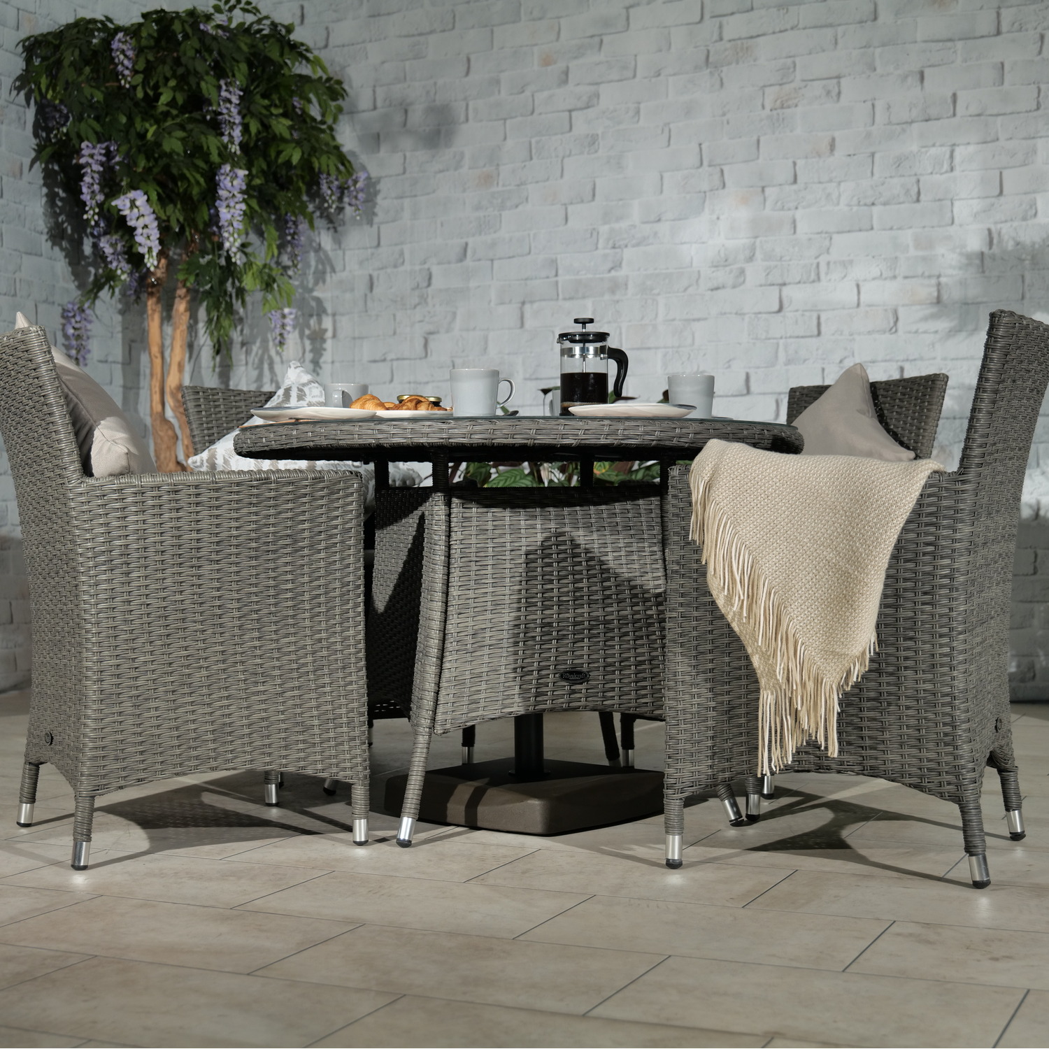 Paris 4 Seater Dining Set - Grey