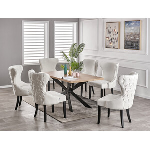 Cream Mayfair Duke LUX Dining Set with a Table and Chairs Set of 6 shot 2489913