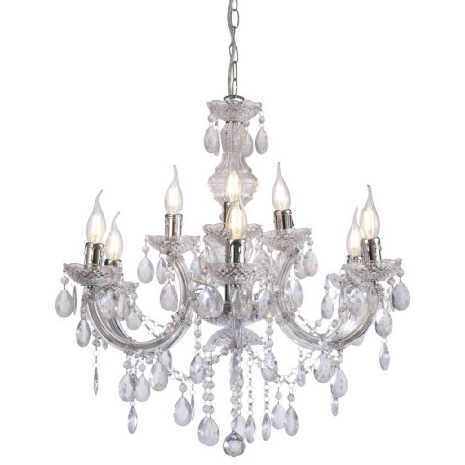 Floria Chandelier, Acrylic Sconce  Acrylic Droplets 6Polished Chrome - Polished Chrome