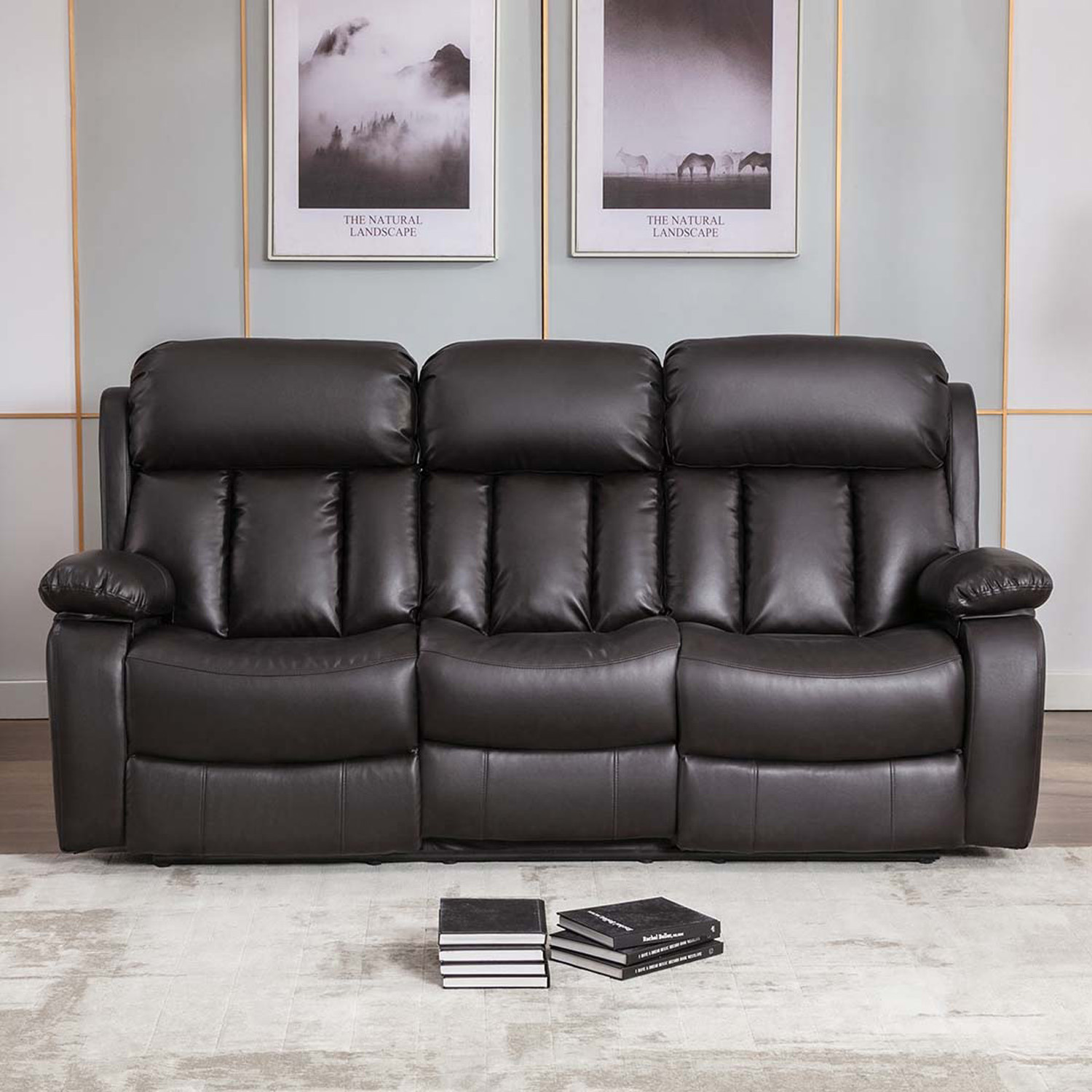 Chester Electric High Back Luxury Leather Recliner 3 Seater Sofa