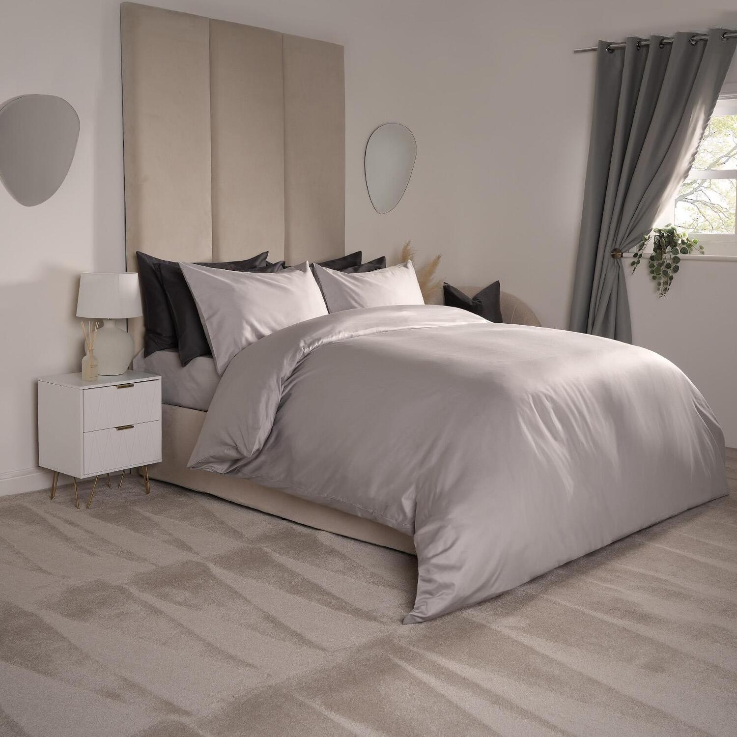 Highams 220 Thread Count Hotel Luxury Premium Quality Cotton Soft Duvet Cover - Silver Double 220