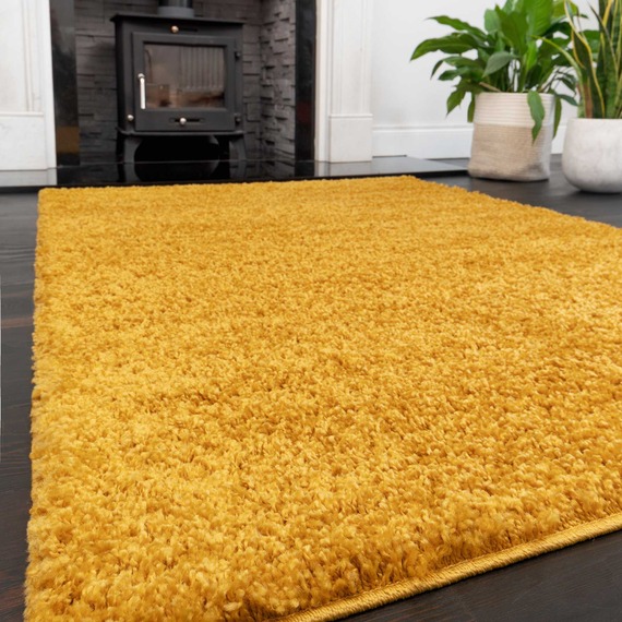 Soft Value Yellow Ochre Shaggy Area Rug