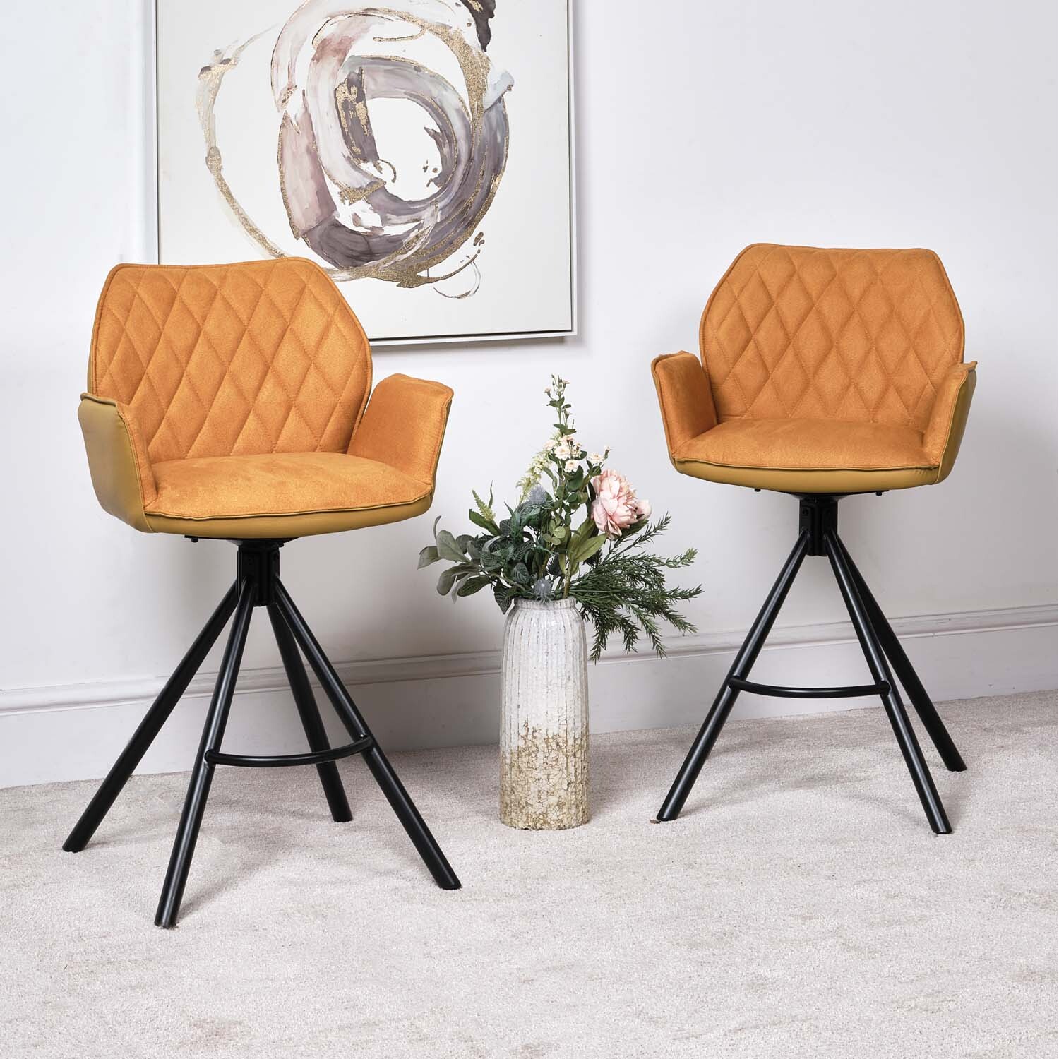 Woods Furniture - Twist Bar Stool (Set of 2) - Mustard thumbnail