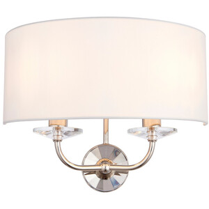 Nixon 2 Light Indoor Candle Wall Light Nickel Plate White Faux Silk E14
