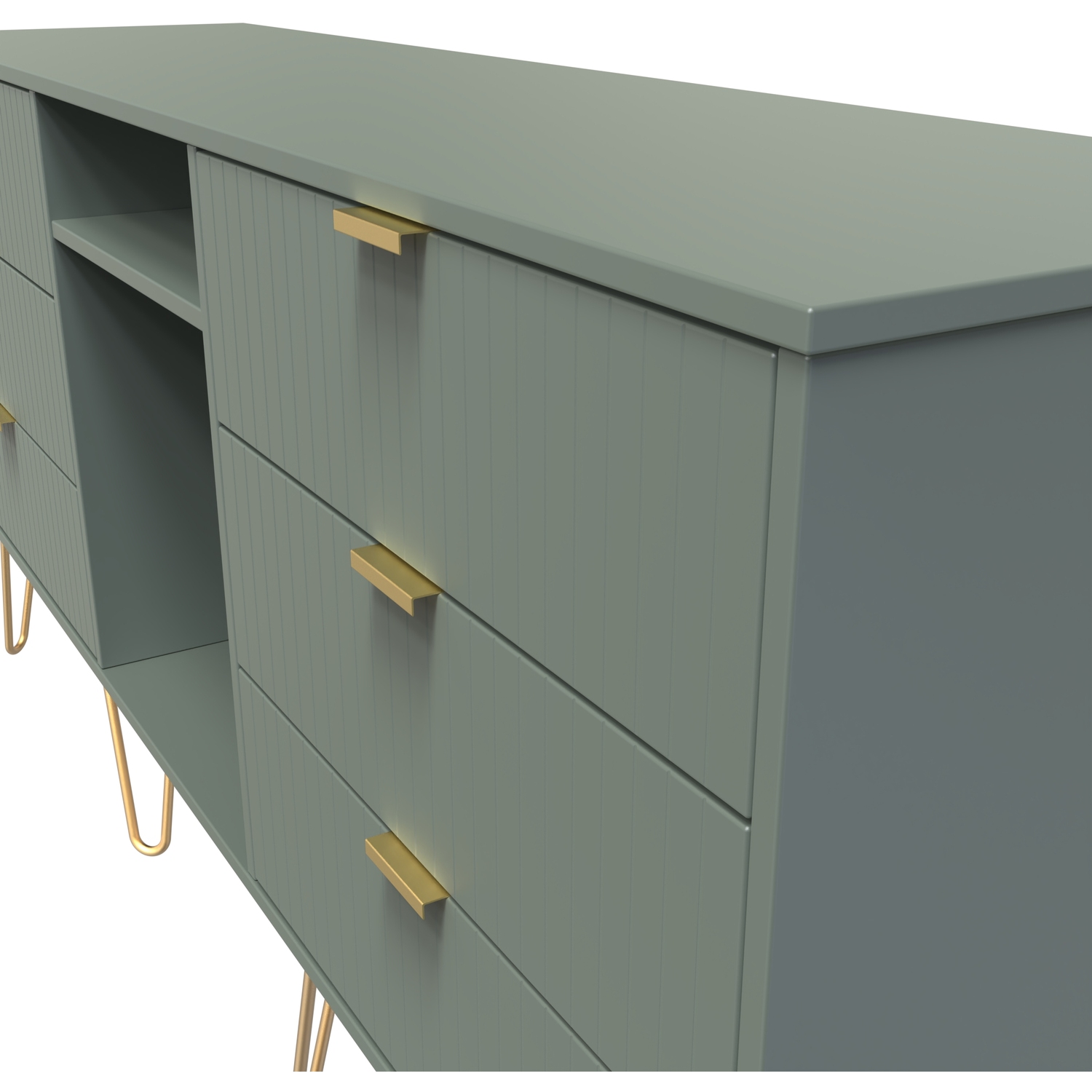 Linear 6 Drawer Tv Unit - Reed Green