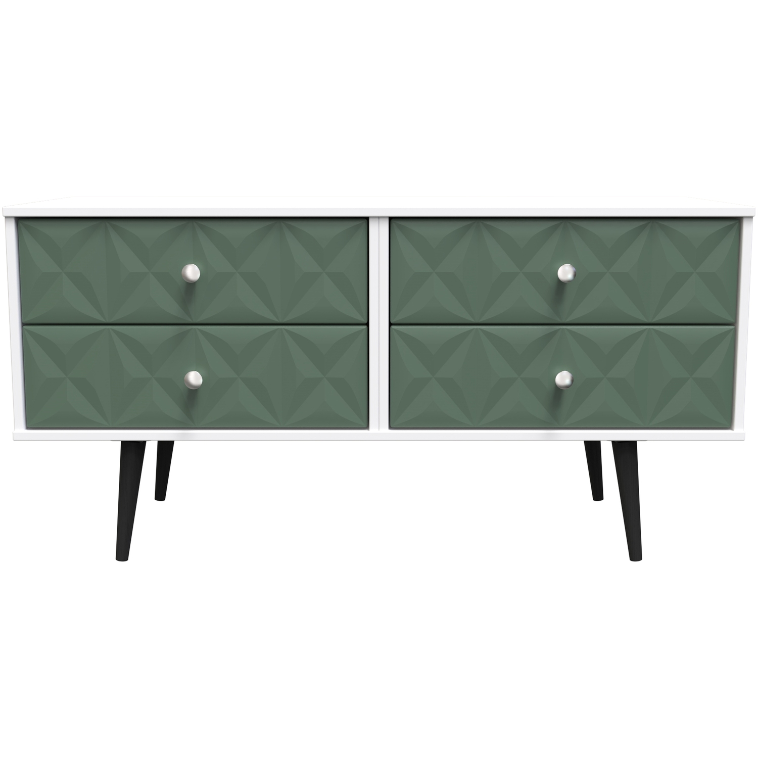 Pixel Ready Assembled 4 Drawer Bed Box - Labrador Green White