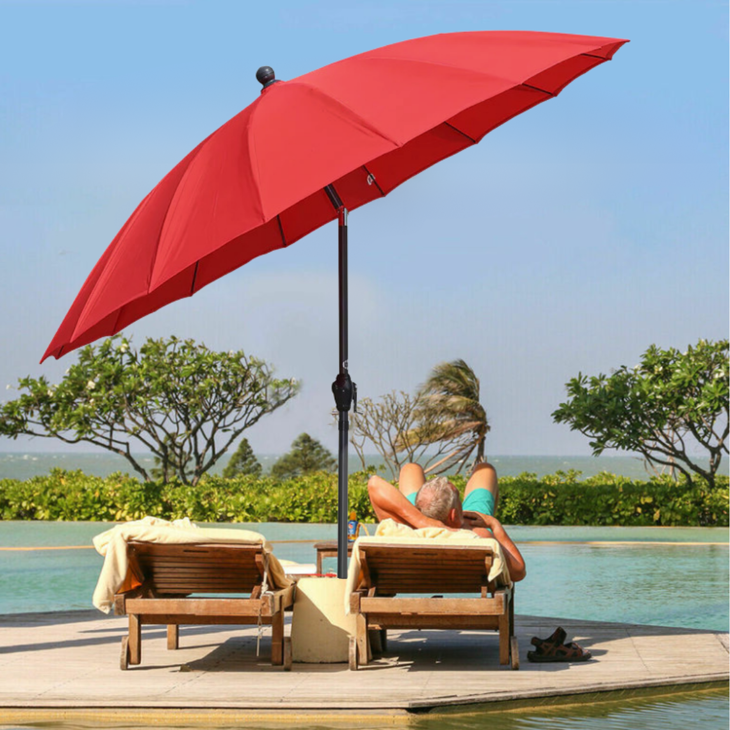Garden Mile - 2.6m Red Garden Parasol  - Red thumbnail
