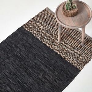 Homescapes Recycled Leather Handwoven Herringbone Rug