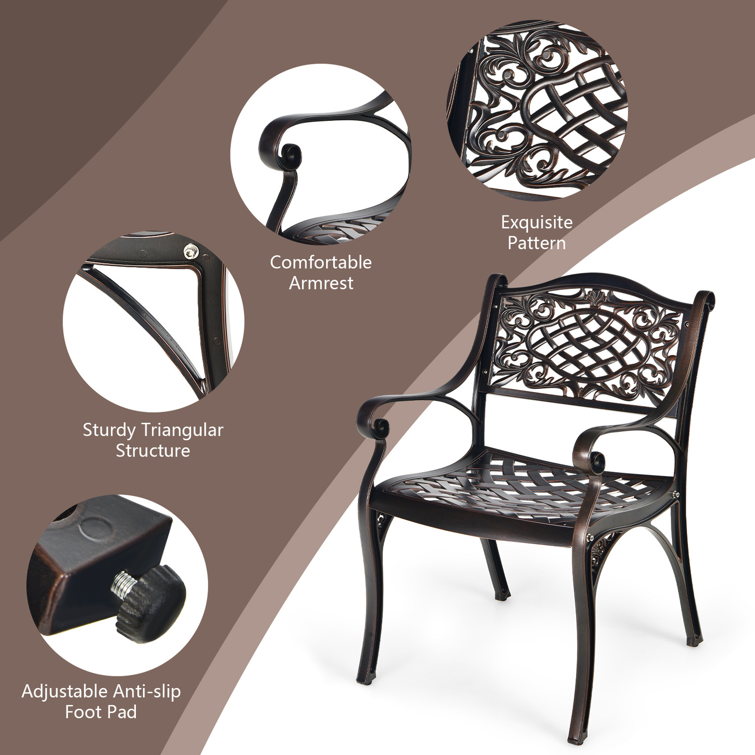 2 Piece Garden Patio Cast Chair