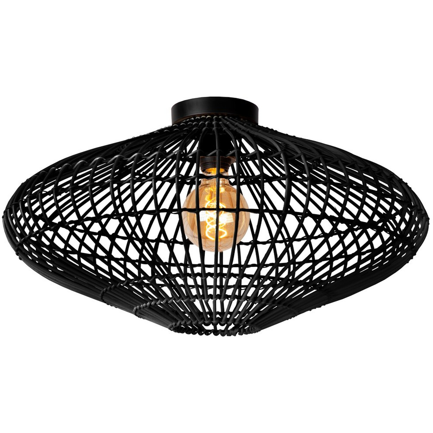 Magali Scandinavian Flush Ceiling Light Black - Black thumbnail