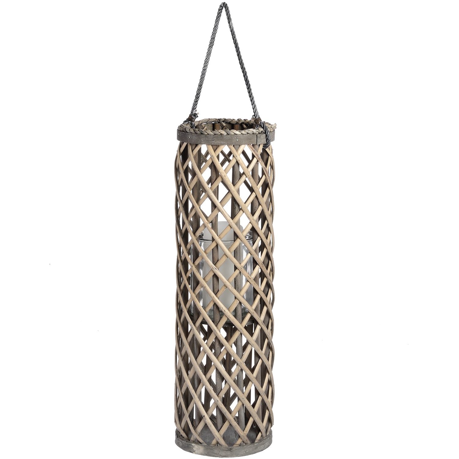 Image of Stylish Medium Wicker Lantern with Glass&hellip;