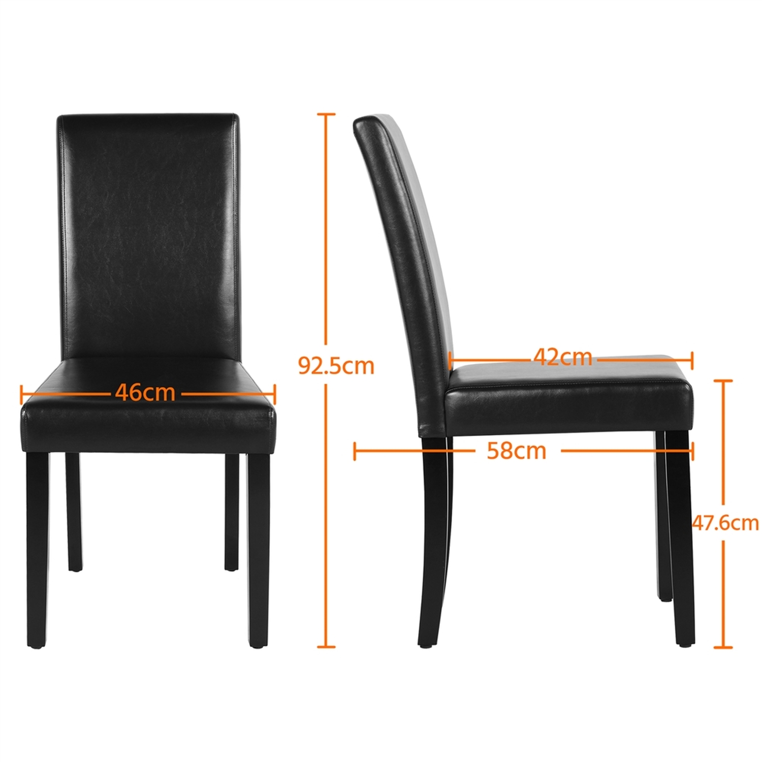 Set Of 4 High Back Padded Parson Dining Chair - Black