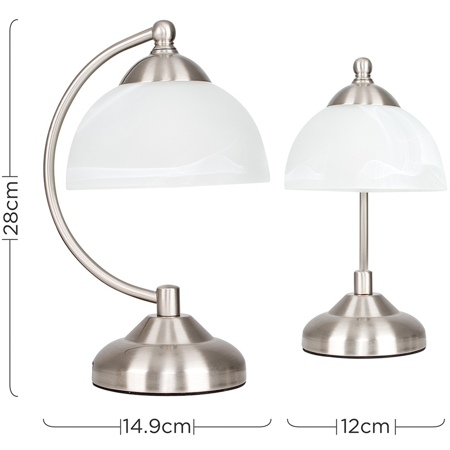 Stamford Curved Bedside Table Lamp - Brushed Chrome