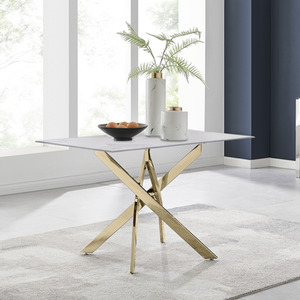 Leonardo Dining Table 4 Seat Grey Glass Marble Top Silver Legs