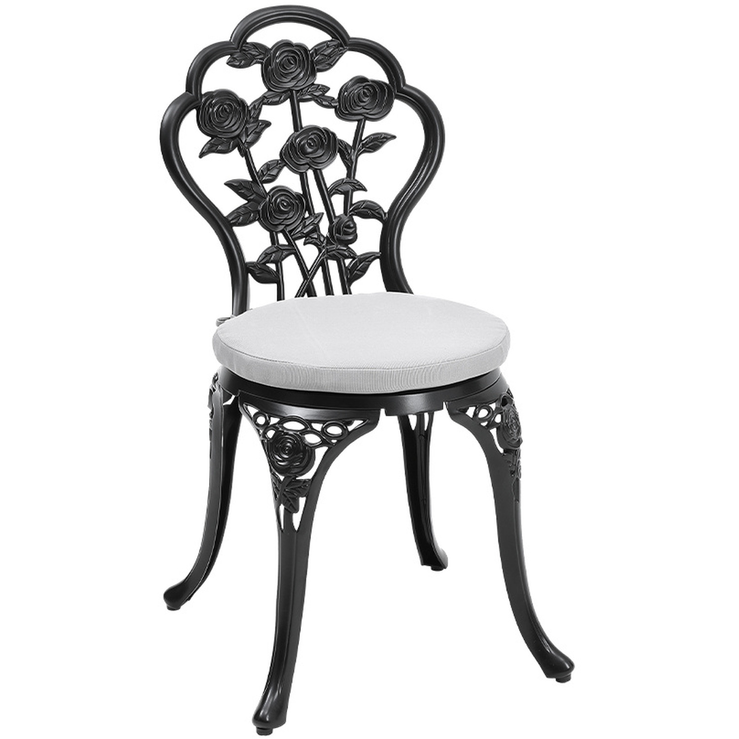 Floral Motif Hollow-out Garden Table And Chair Set - Rose Pattern