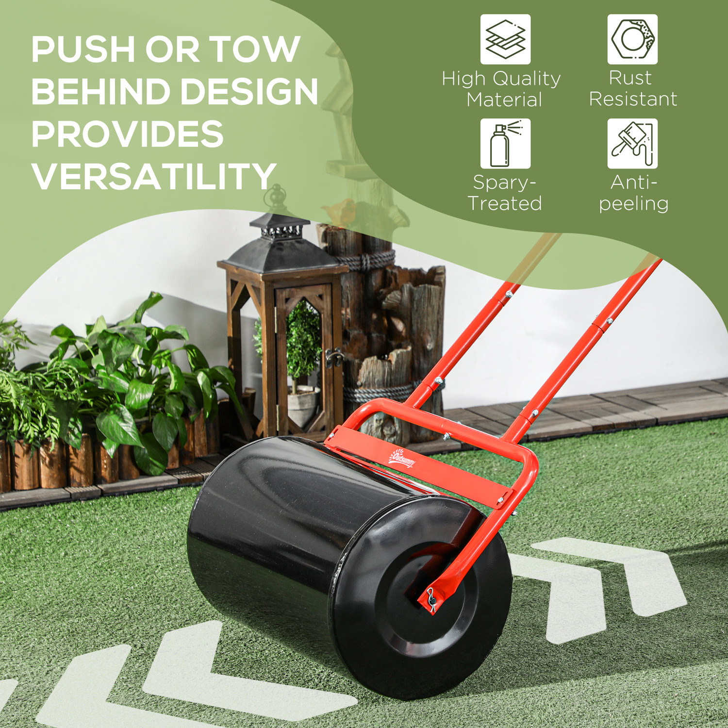 Brinly-Hardy PRC-24BH Combination Push/Tow Poly Lawn Roller – 18x24 In – 270 Lb Capacity
