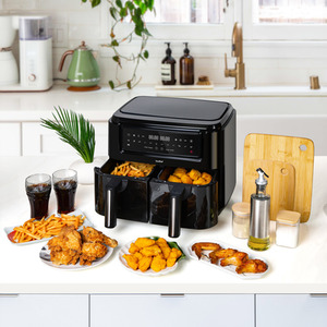 Dual Basket Air Fryer 9L with LED Display and 2 Silicone Liners