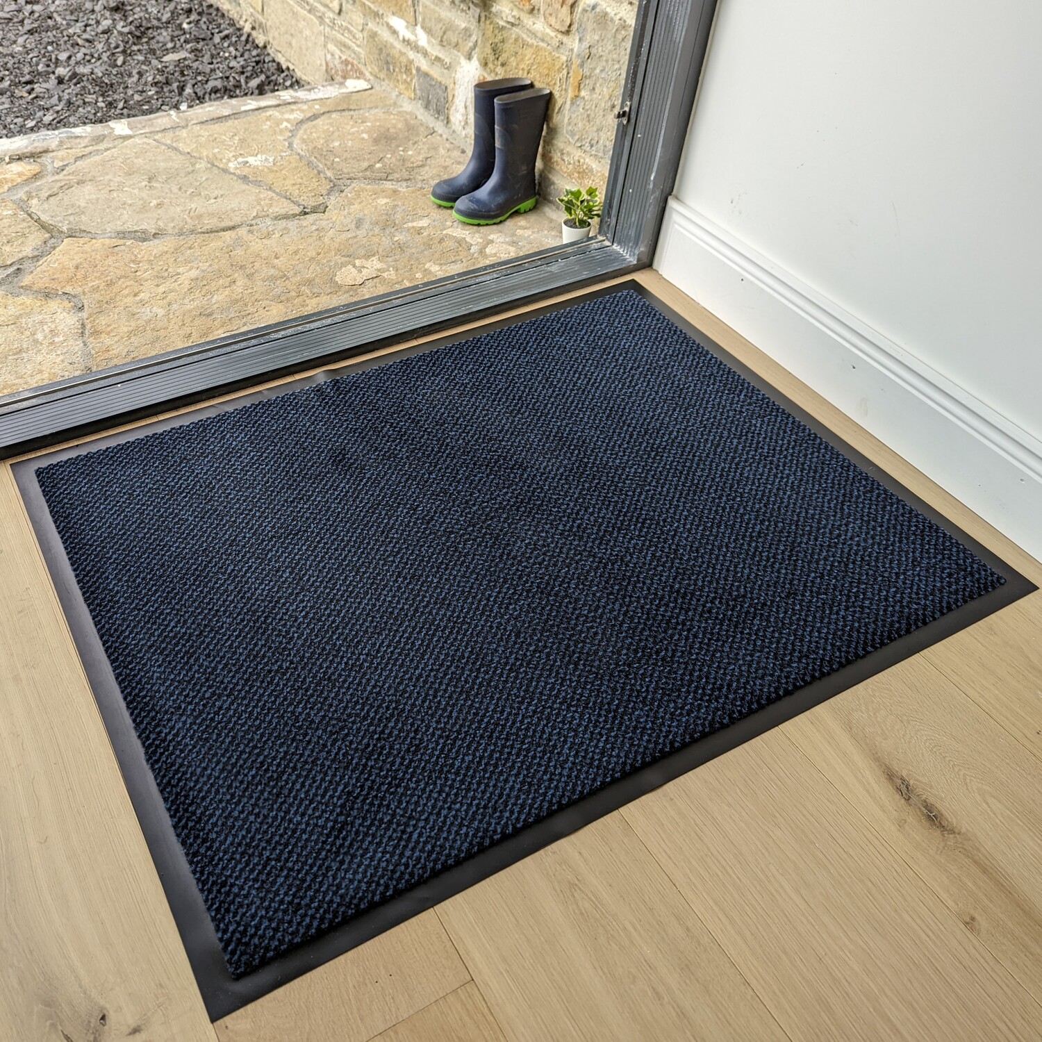 Blue Dirt Catcher Washable Non slip Entrance Doormats