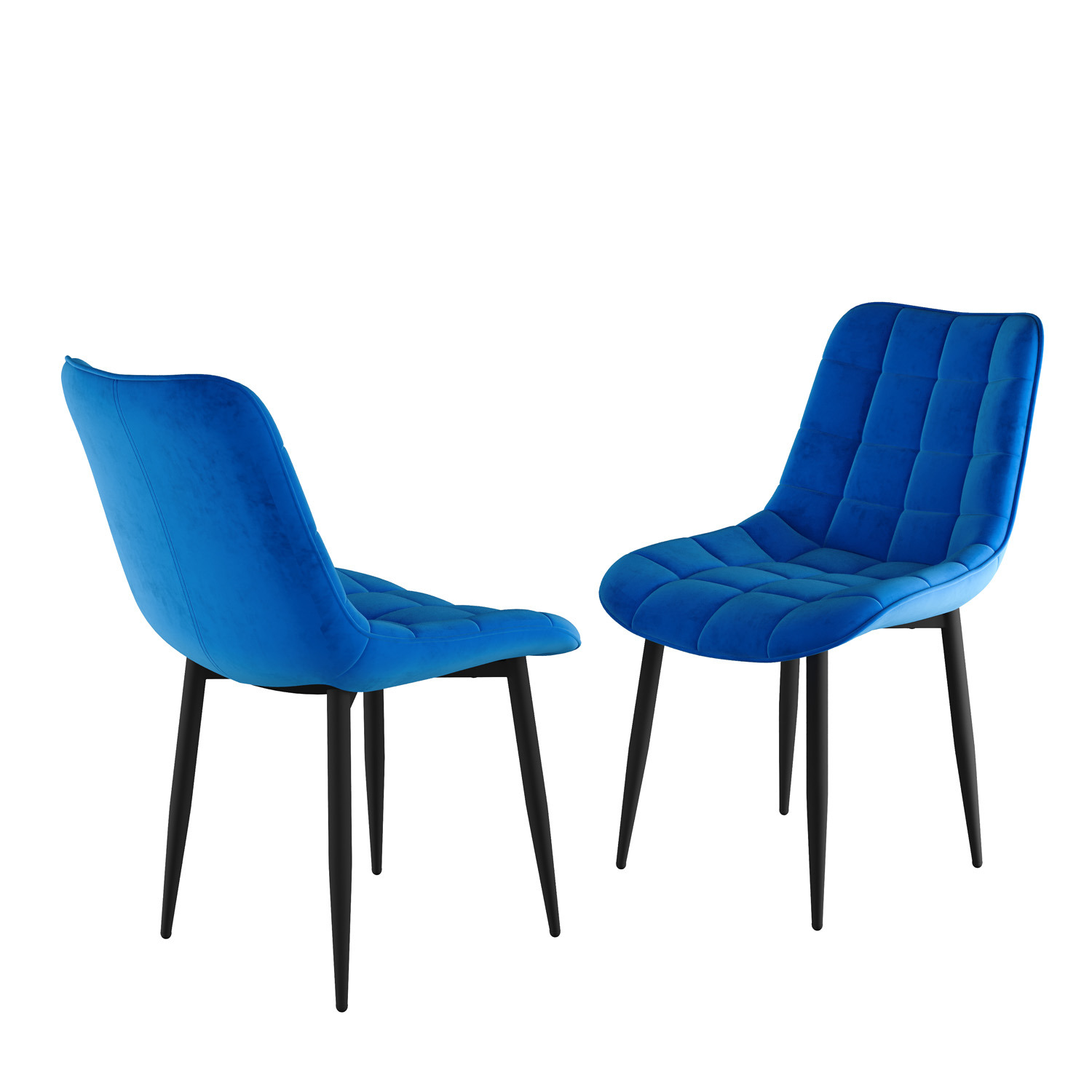 Nova Modern Velvet Dining Chair Set Of 2 - Blue