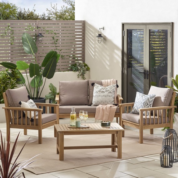 Outdoor Sofa Set - Vitur Wooden Garden Sofa Outdoor Chairs and Table 5 Seat Set