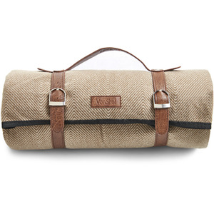 Beige / 180cm Picnic Blanket with Faux Leather Carry Handle shot 5183417