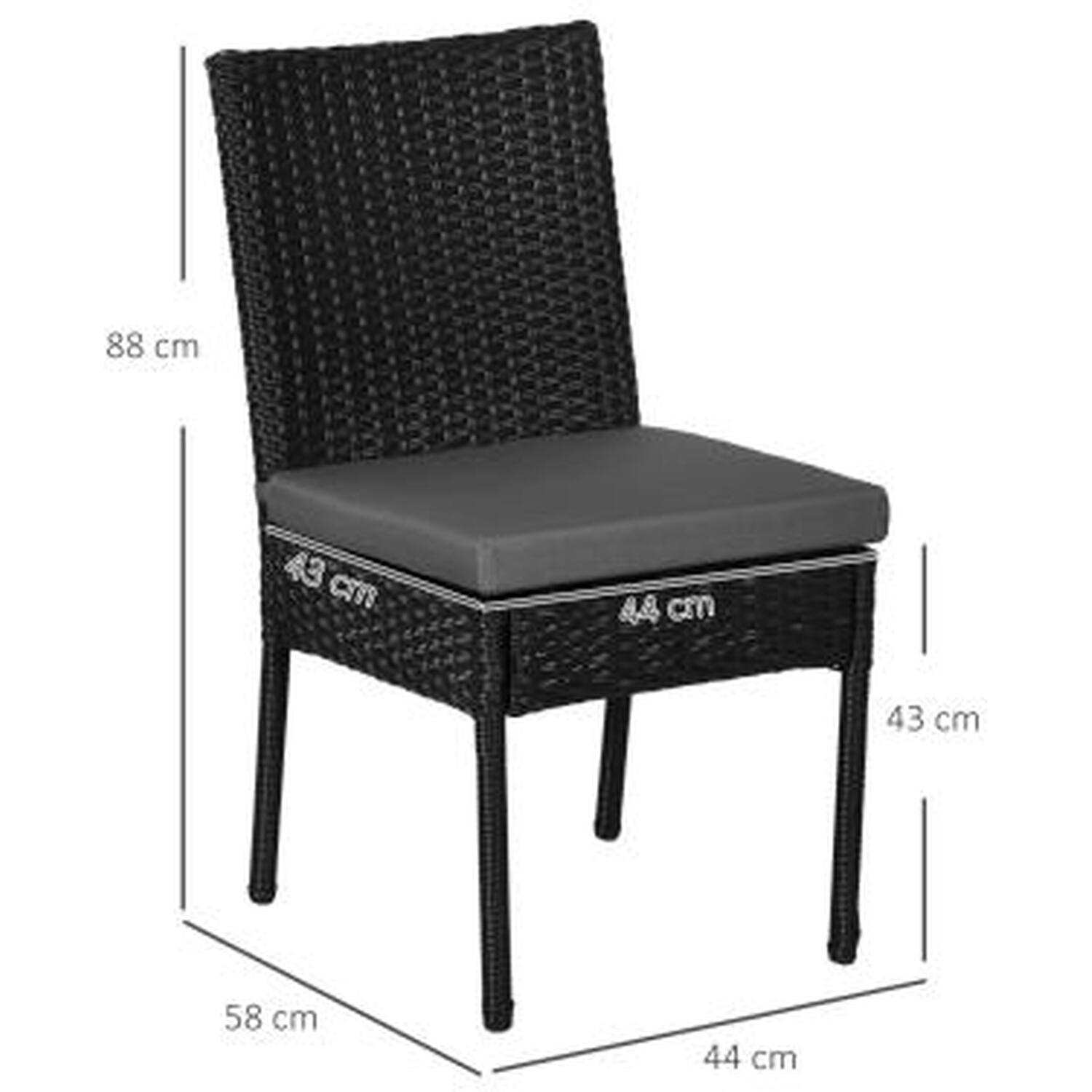 Set Of Two Armless Rattan Garden Chairs - Grey