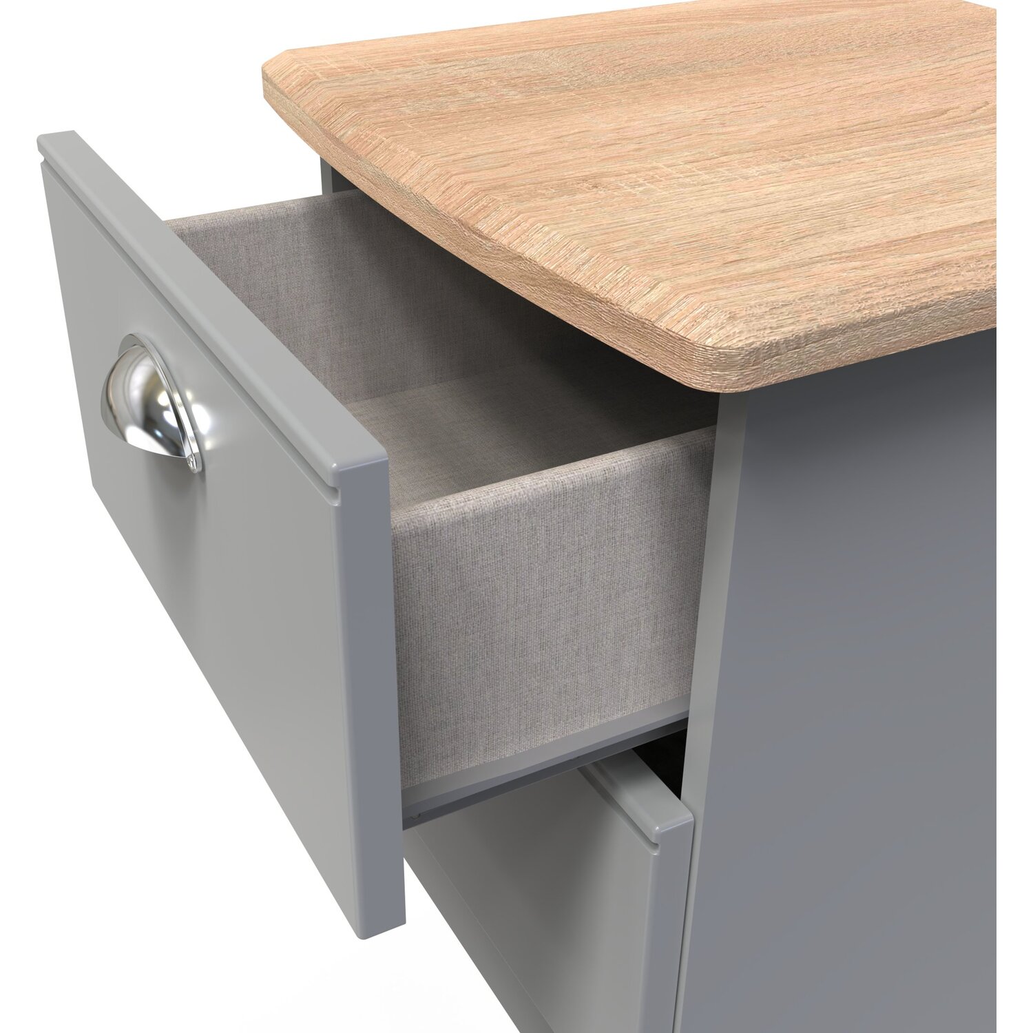 Victoria Fully Assembled 2 Drawer Bedside Cabinet - Dusk Grey Riviera Oak