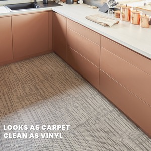 Beige / 30 Self Adhesive Vinyl Floor Tiles Faux Carpet Effect shot 5724646