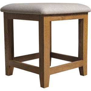 Rustic Oak Fabric Dressing Table Stool