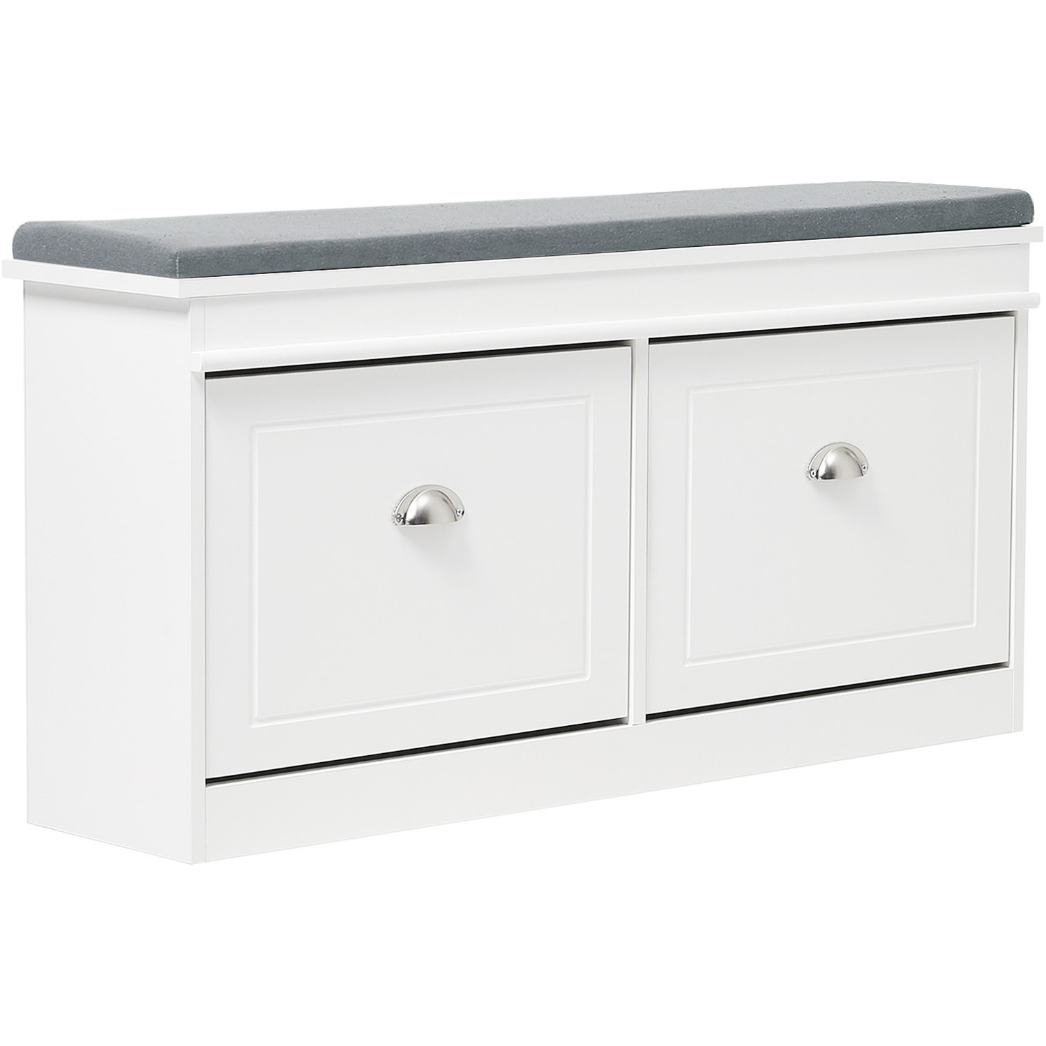 Flip Down Shoe Bench Cabinet - White