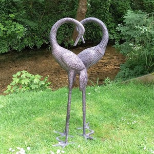 Pair of Love Cranes Garden Ornaments