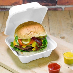 Clamshell Bagasse Burger Boxes 6X6 Inch Food Box