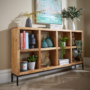 Natural / Wide Home Source Stockton Mango Wood 8 Shelf Bookcase shot 6078325
