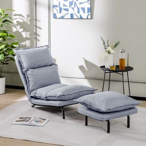Armless Accent Chair with Ottoman