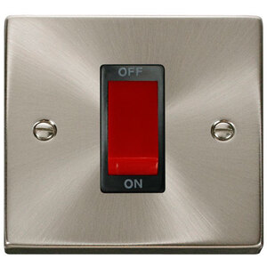 Satin  Brushed Chrome 1 Gang Size 45A Switch